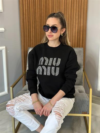 Mi Sweat Taşlı Siyah