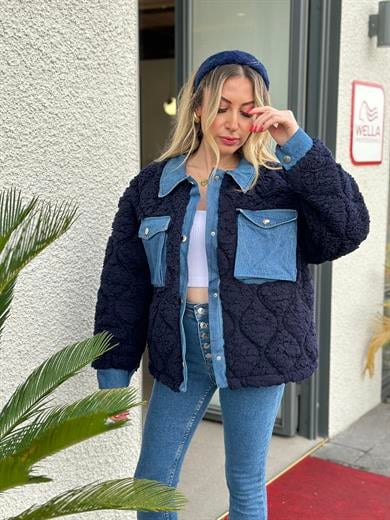 Mia Mont Teddy Kot Detaylı Lacivert