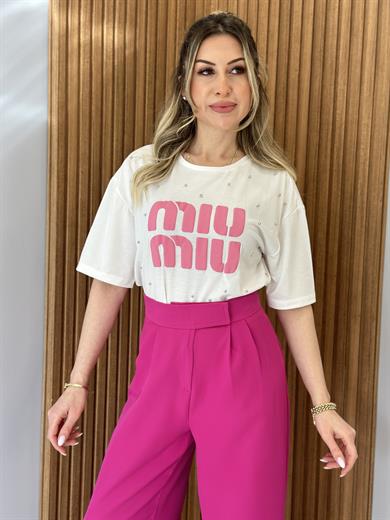 MM T-shirt Pembe Baskılı Ekru