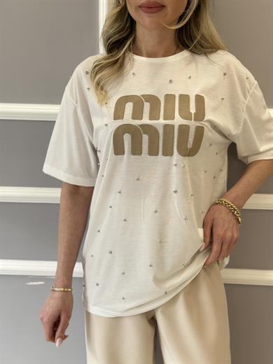 MM T-shirt Vizon Baskılı Ekru