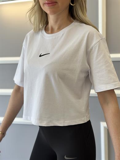 Nk T-Shirt Nakış Baskılı Beyaz
