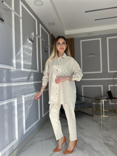 Oversize Gömlek Bej
