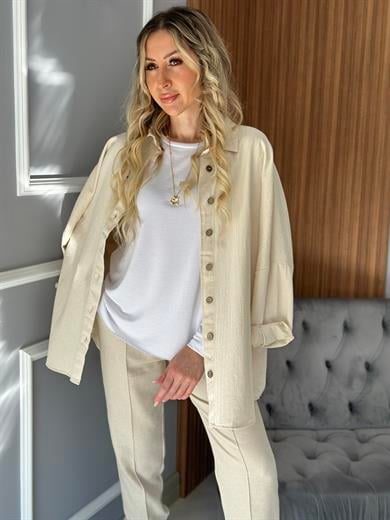 Oversize Gömlek Bej