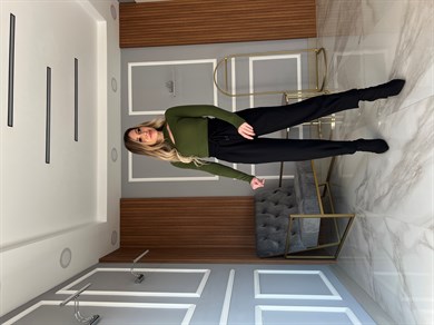 Paçası Pileli Beli Lastikli Pantolon