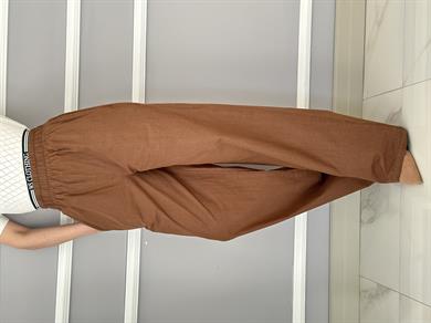 Pantolon Bel Detaylı Kahverengi