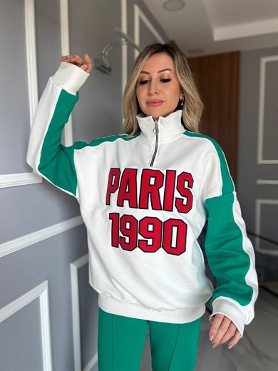 Paris Baskılı Eşofman Takımı Yeşil