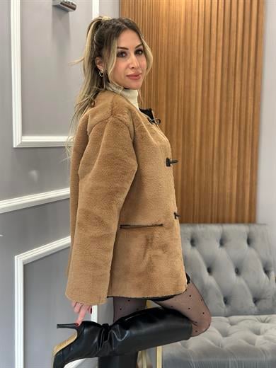 Peluş Ceket Camel
