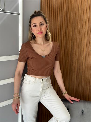 Pr Crop Bluz Kahverengi