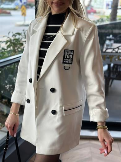 Premium Blazer Ceket Beyaz
