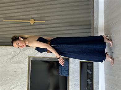 Premium Jeans Elbise Straples Kemerli