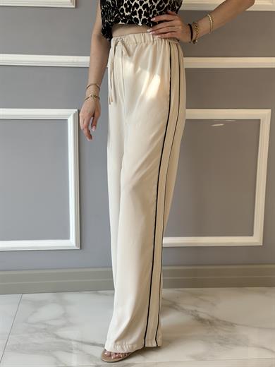 Premium Palazzo Pantalon Yandan Şeritli Beli Lastikli