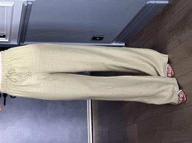 Premium Pantolon Keten İçi Astarlı Palozzo Haki
