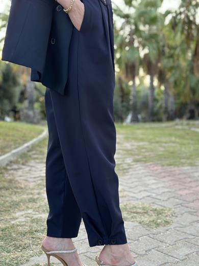Premium Pantolon Kumaş Yüksek Bel Lacivert