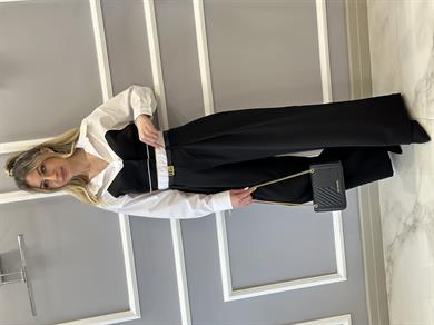 Premium Pantolon Palazzo Bel Detaylı Siyah
