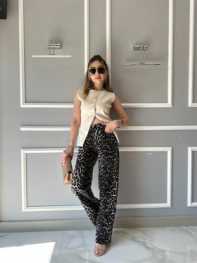Premium Pantolon Yüksek Bel Leopar Desen