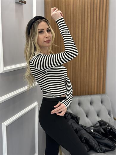 Rz Bluz Crop Çizgili