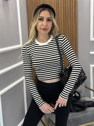 Rz Bluz Crop Çizgili