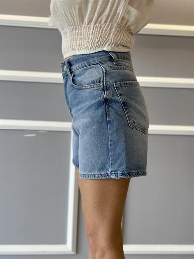Şort Jeans Yıkamalı Mavi
