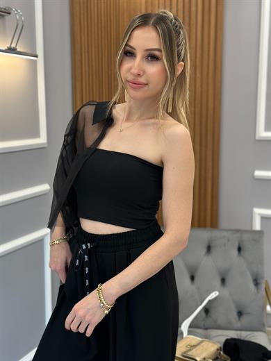 Straplez Bra İçi Petli Siyah