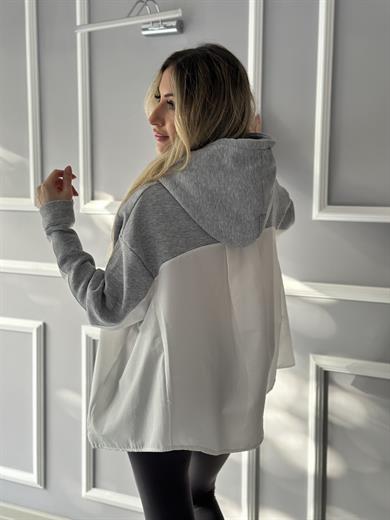 Sweatshirt Gri-Beyaz Gömlek Detaylı
