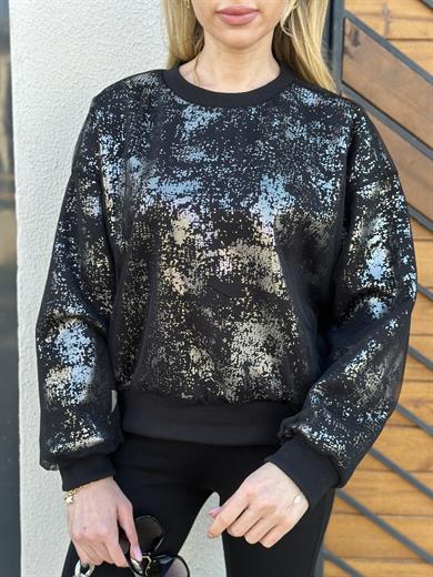 Sweatshirt Siyah-Silver Glitter 