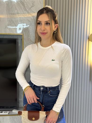 Th Likralı Bluz Beyaz