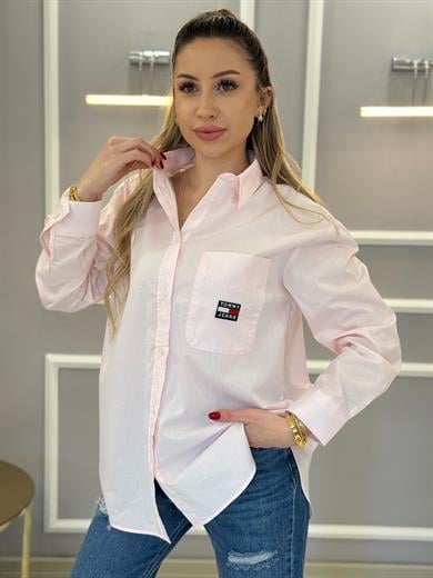 Th Oversize Premium Pembe Gömlek