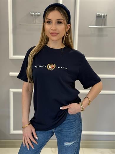 Th Premium Gold Detaylı Lacivert Tişört 