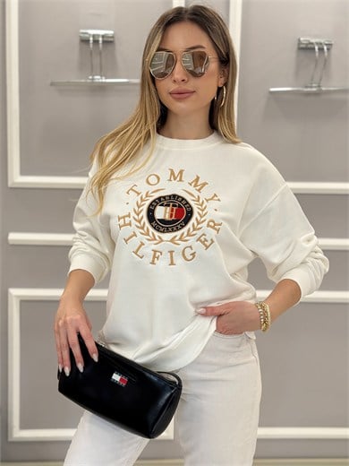 TH Premium Gold Nakışlı Sweatshirt Beyaz