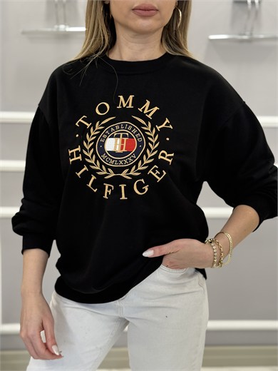 TH Premium Gold Nakışlı Sweatshirt Siyah