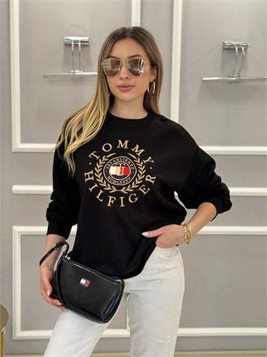 TH Premium Gold Nakışlı Sweatshirt Siyah