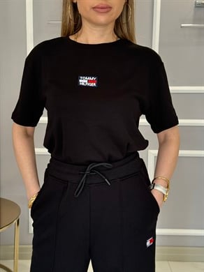 Th Premium Nakış Yazılı Siyah Tişört 
