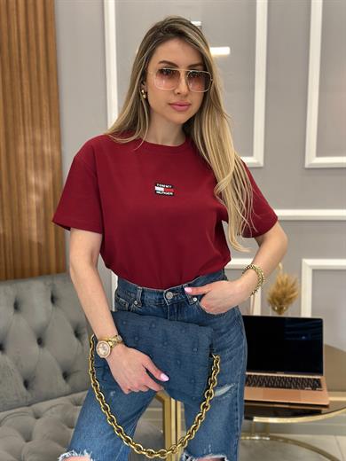 Th T-shirt Arma Detaylı Bordo