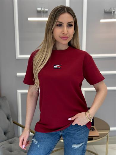 Th T-shirt Arma Detaylı Bordo