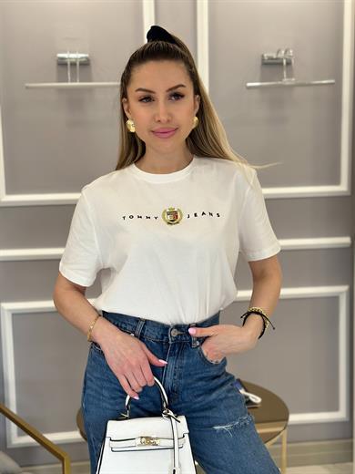 Th T-shirt Gold Arma Detaylı Beyaz
