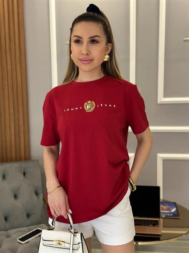 Th T-shirt Gold Arma Detaylı Bordo