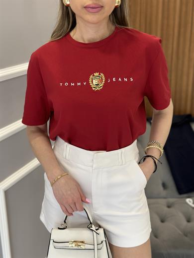 Th T-shirt Gold Arma Detaylı Bordo