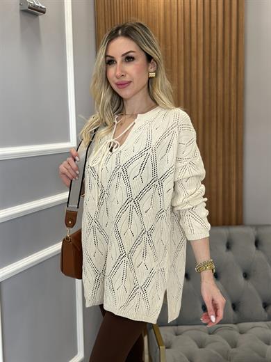 Tunik Triko Ajurlu Krem