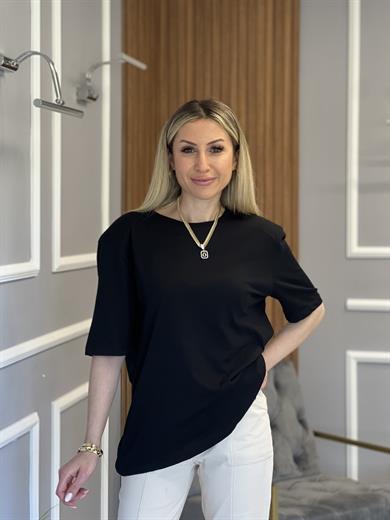 Vatkalı T-shirt Siyah