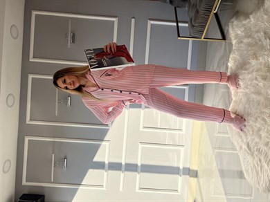 Vikos Çizgili Pijama Takımı Pembe