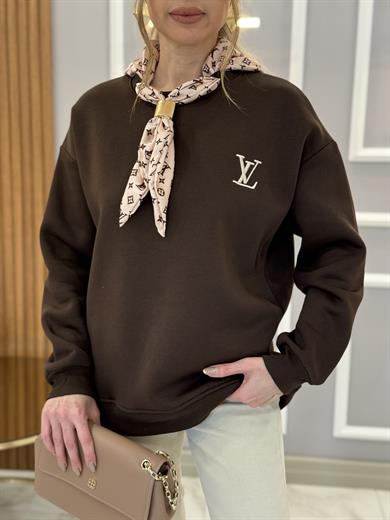 VT Fularlı Şardonlu Kahverengi Sweatshirt