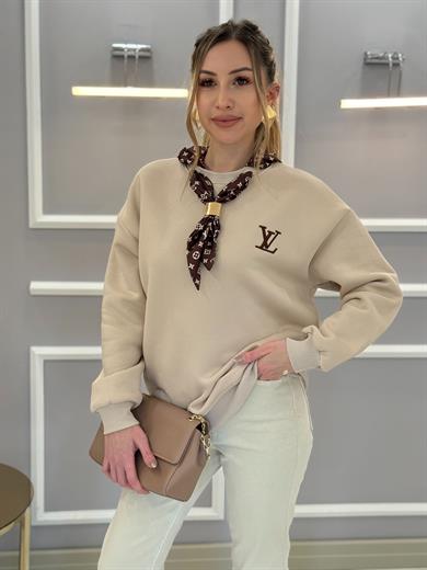 VT Fularlı Şardonlu Vizon Sweatshirt
