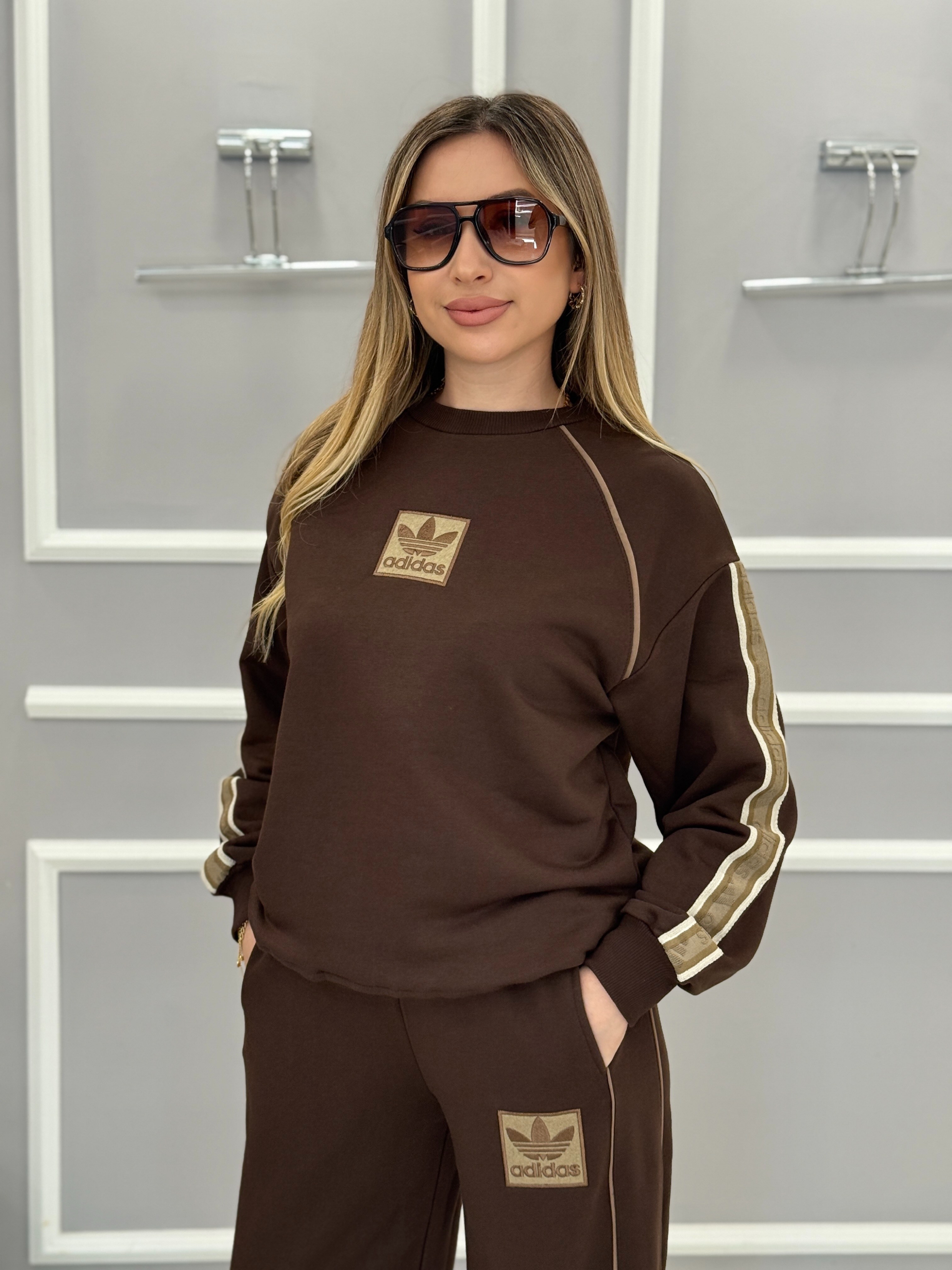 Ad-das Premium Yan Detaylı Takım Kahverengi
