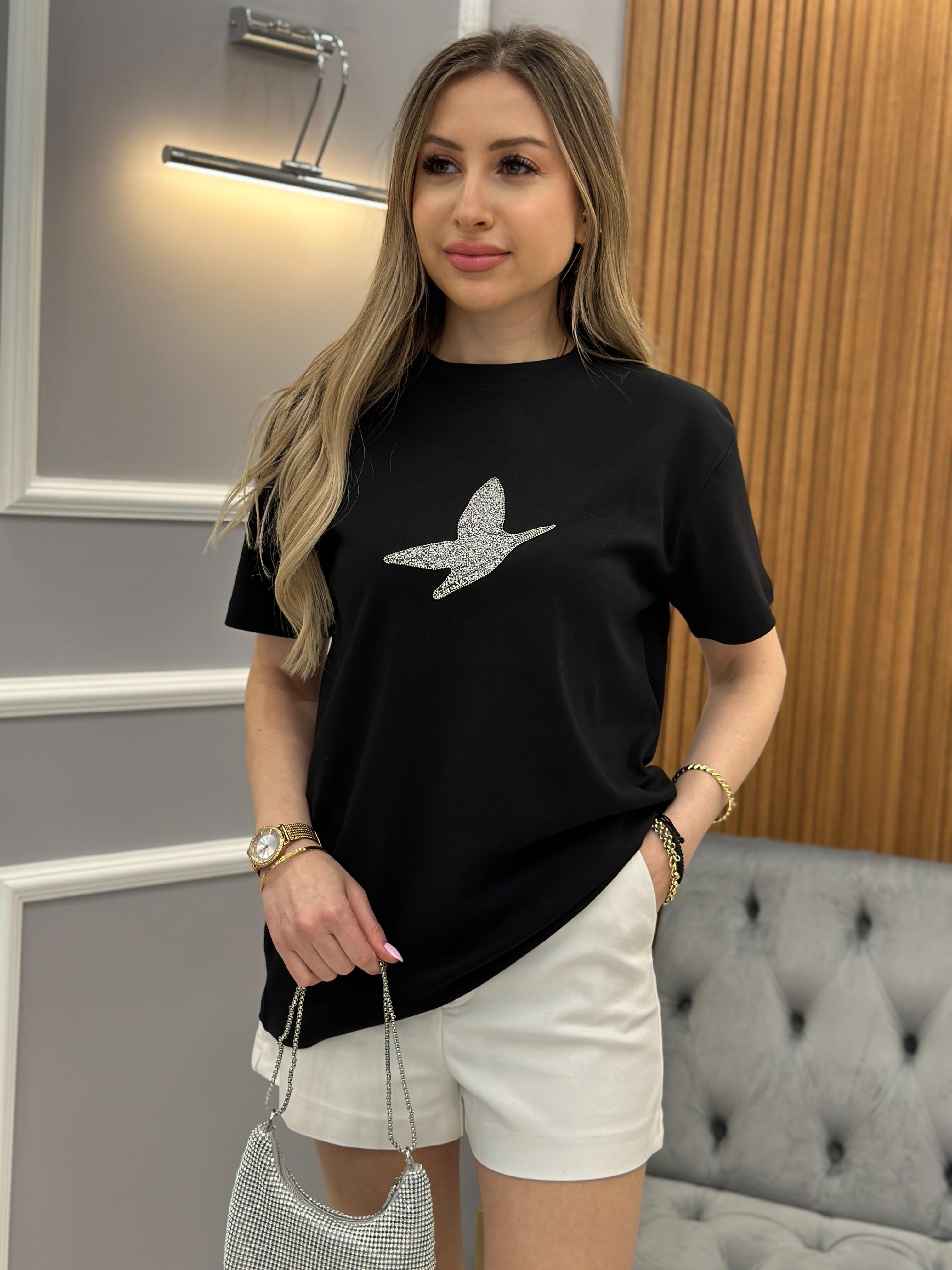 Bn T-Shirt Premium Taşlı Detaylı Siyah