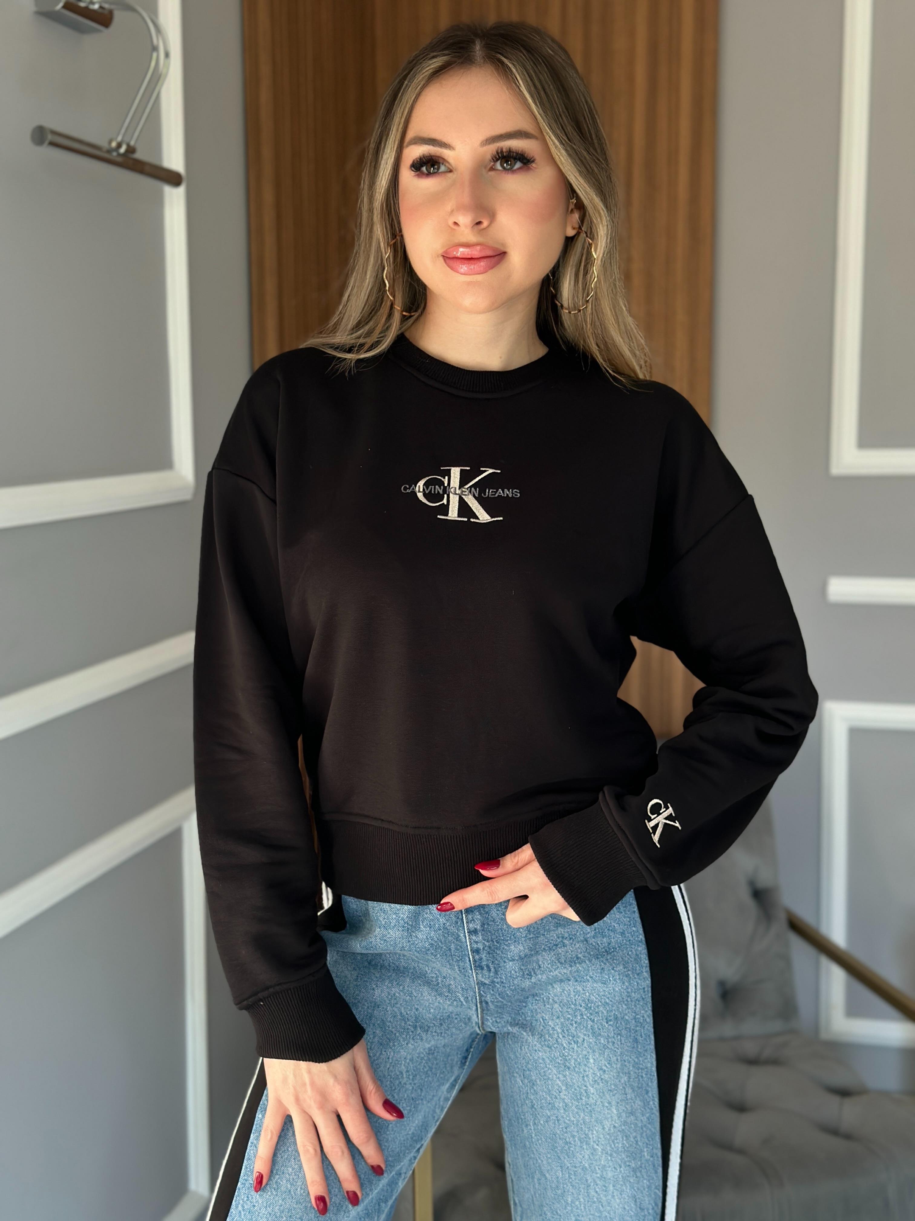 Cn Sweatshirt Yazı Detaylı Siyah
