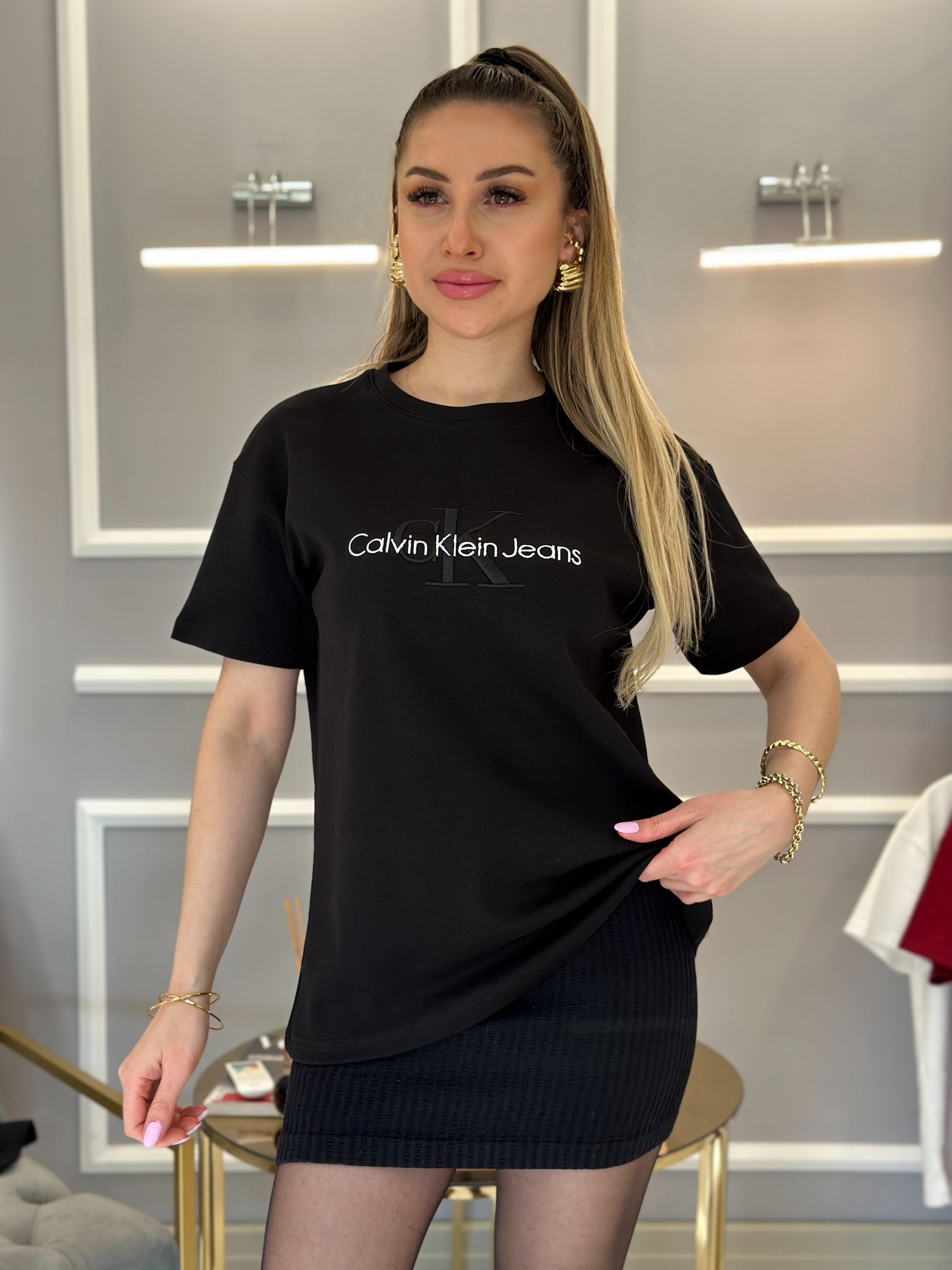 Cnk T-shirt Nakış Yazılı Siyah