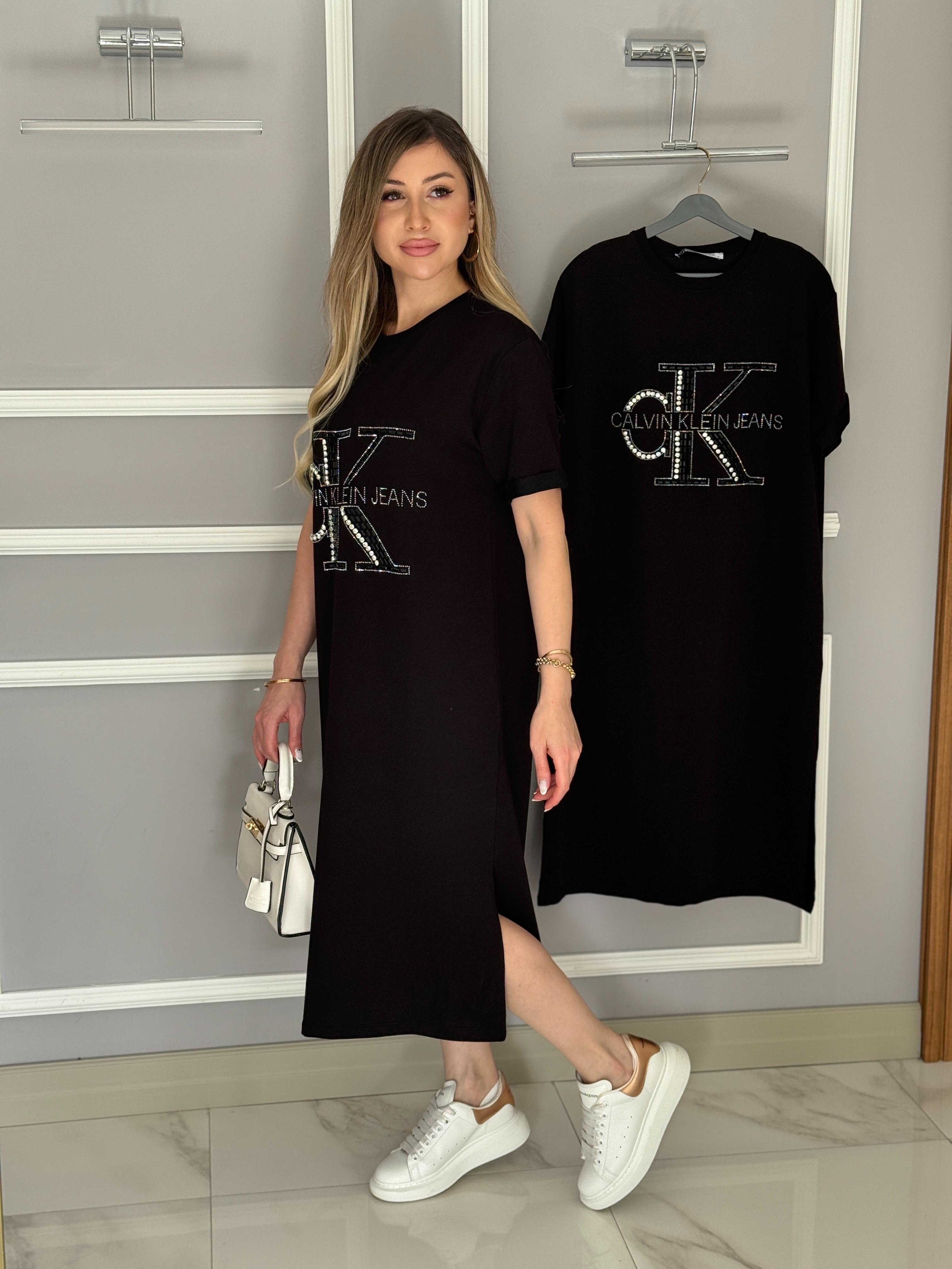 Cnk Taşlı Oversize Elbise Siyah