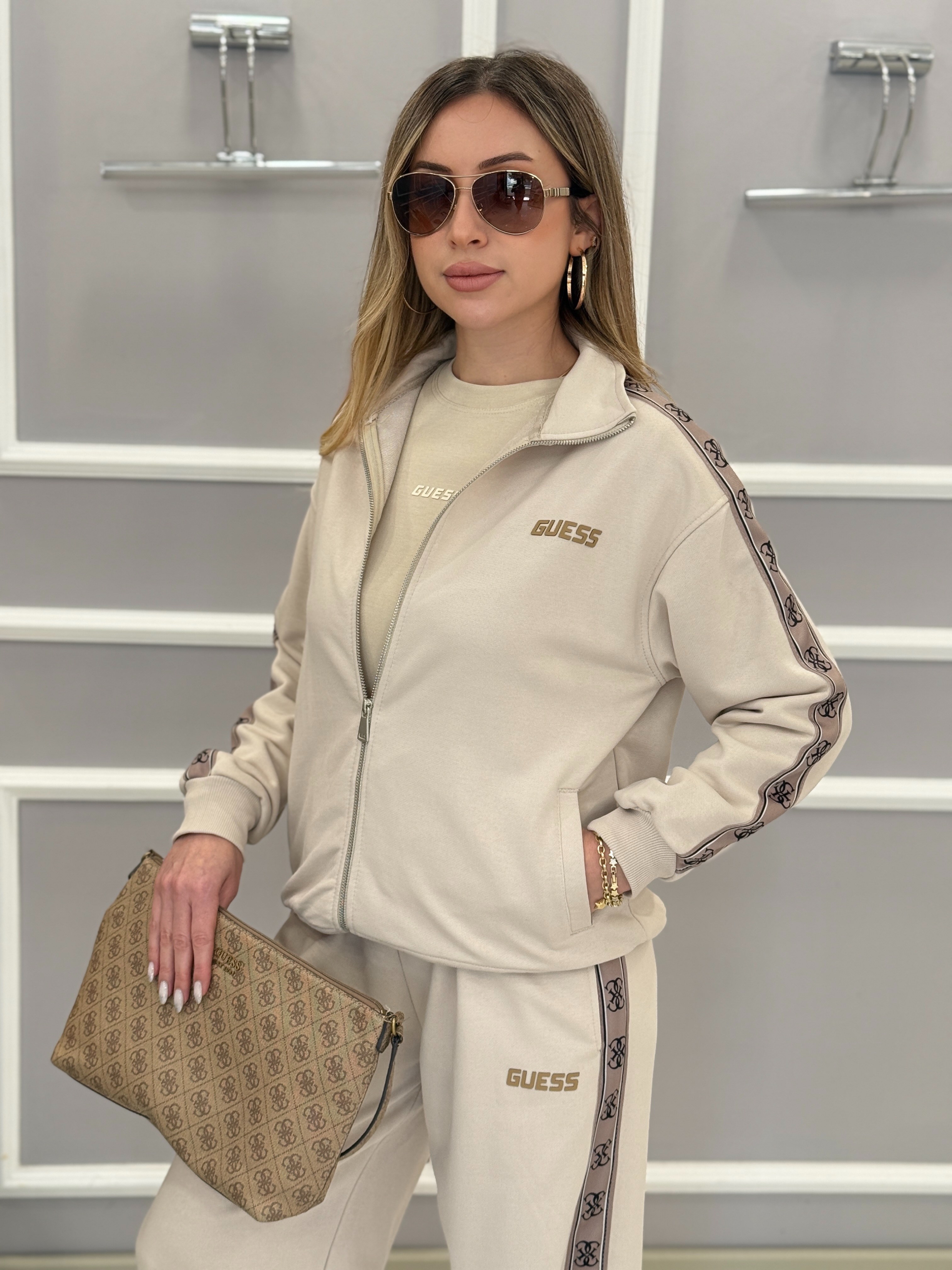 Gu Premium Kol Detaylı Fermuarlı Takım Vizon