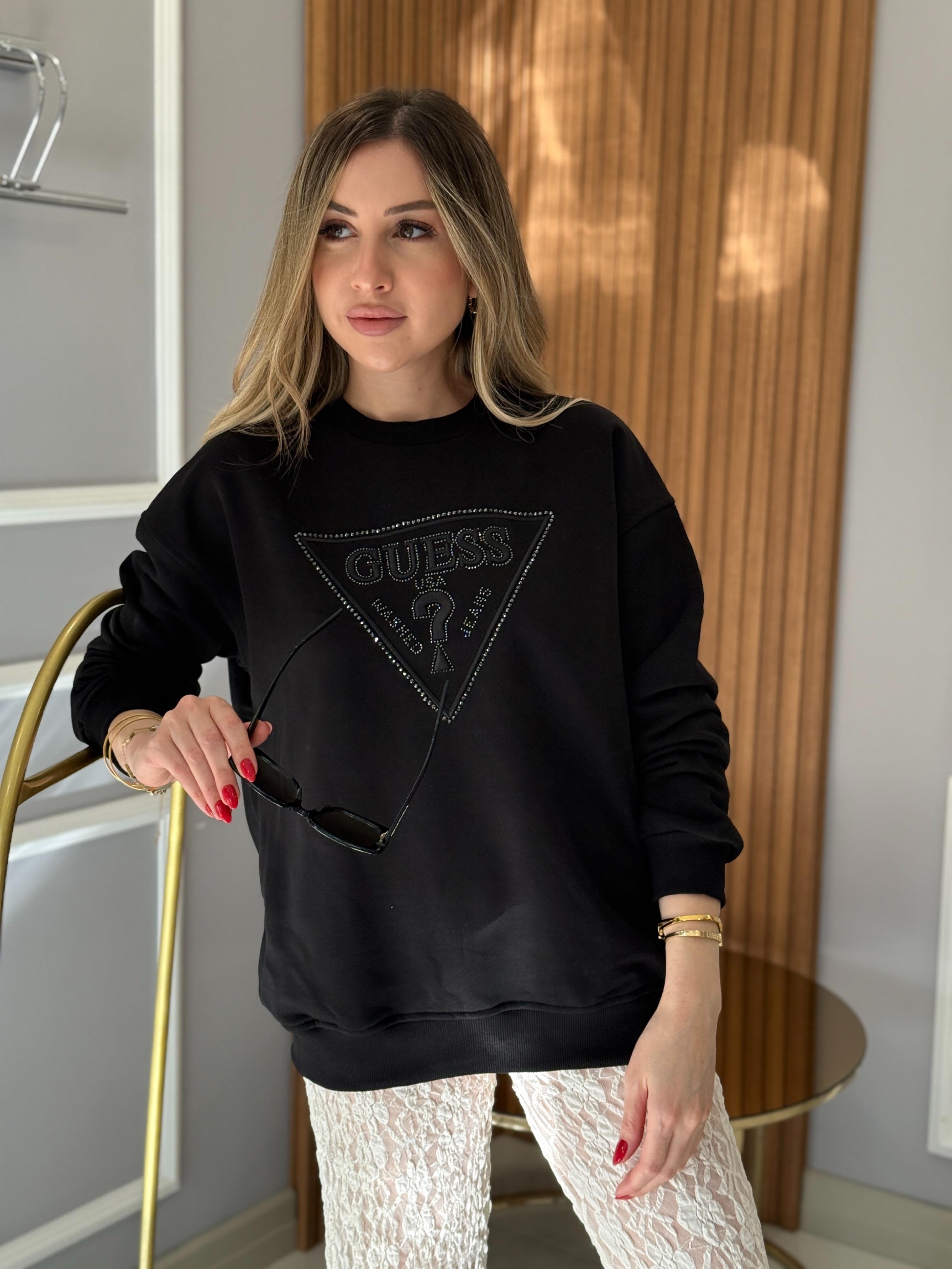 Gu Siyah Renk Nakış Yazılı Sweat Boyu 65 cm 