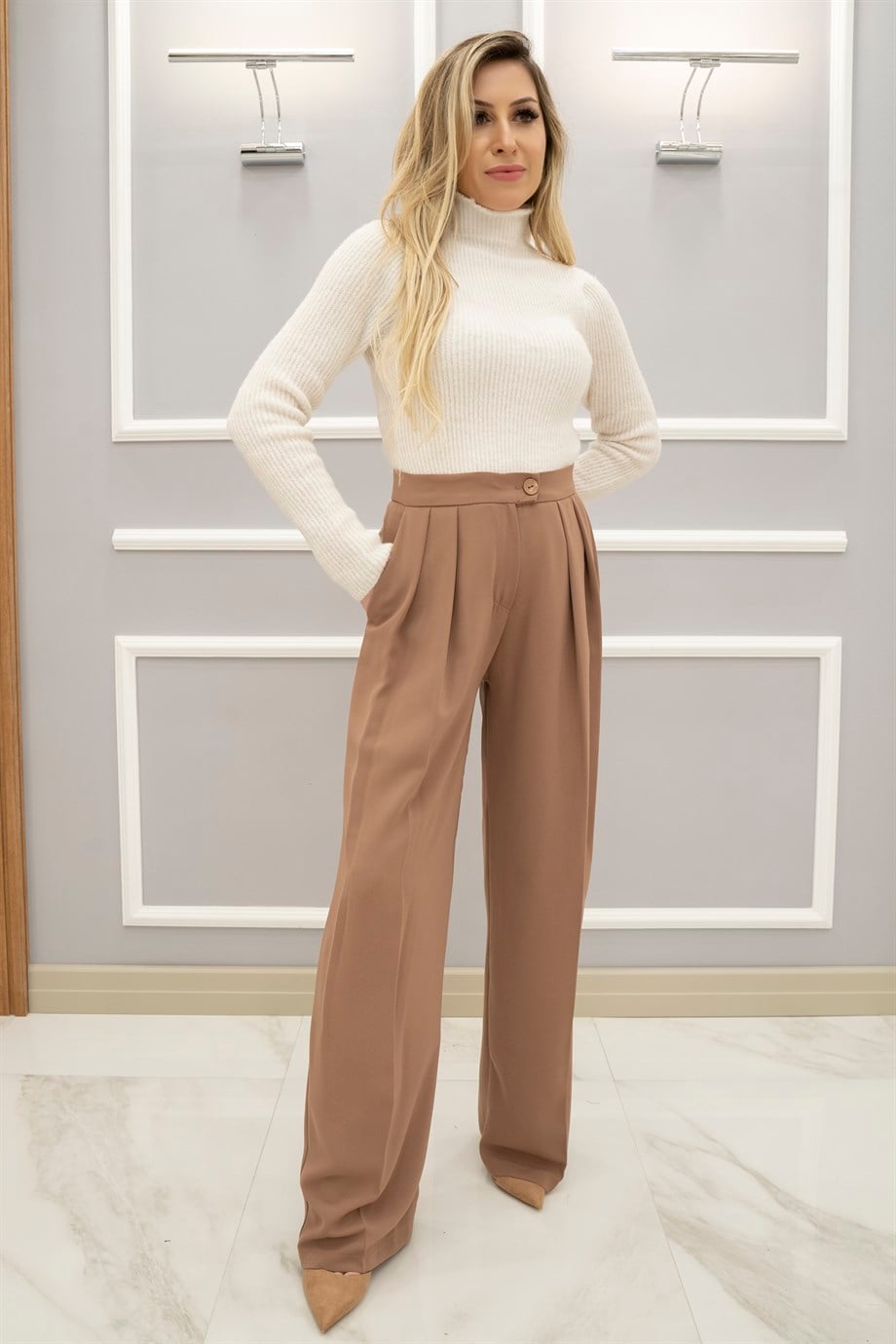 İva Palazzo Pantolon Camel